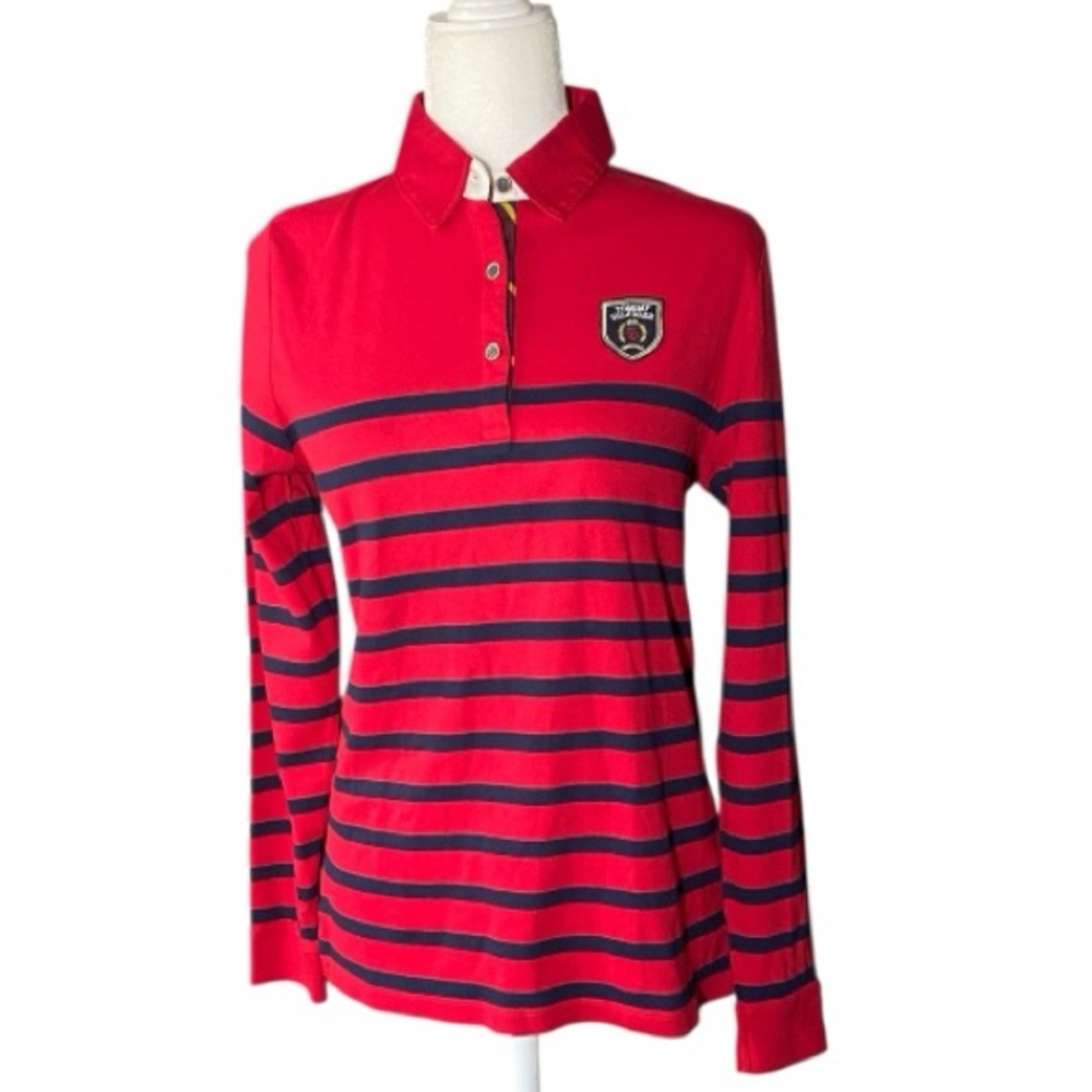 Tommy Hilfiger Red and Navy Striped Button Down Shirt